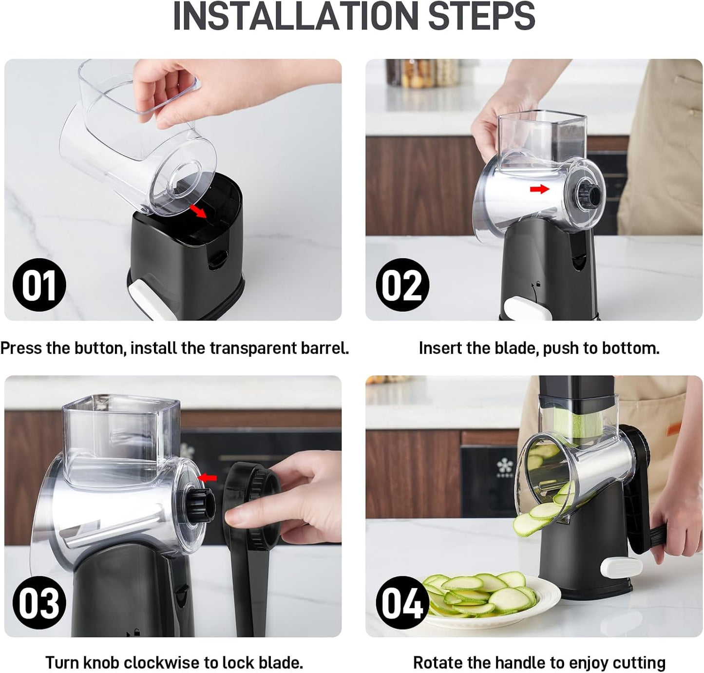 Haromio® 4 Interchangeable Blades Cheese Shredder