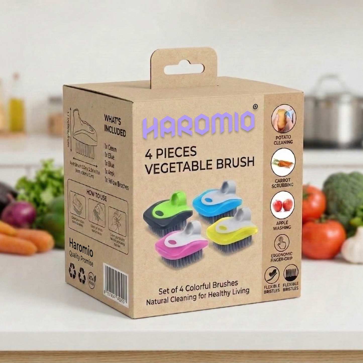 Haromio® 4 Pieces Vegetable Brush
