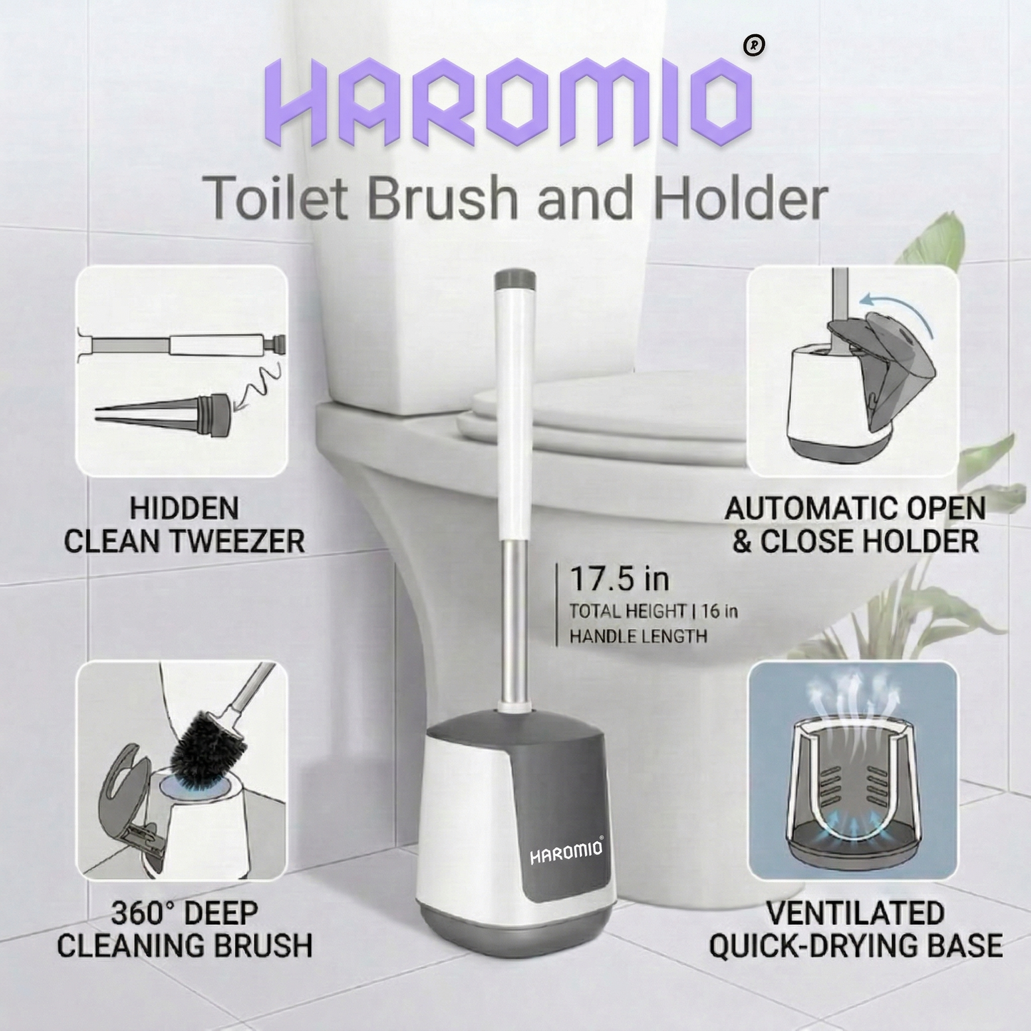 Haromio® Toilet Brush and Holder