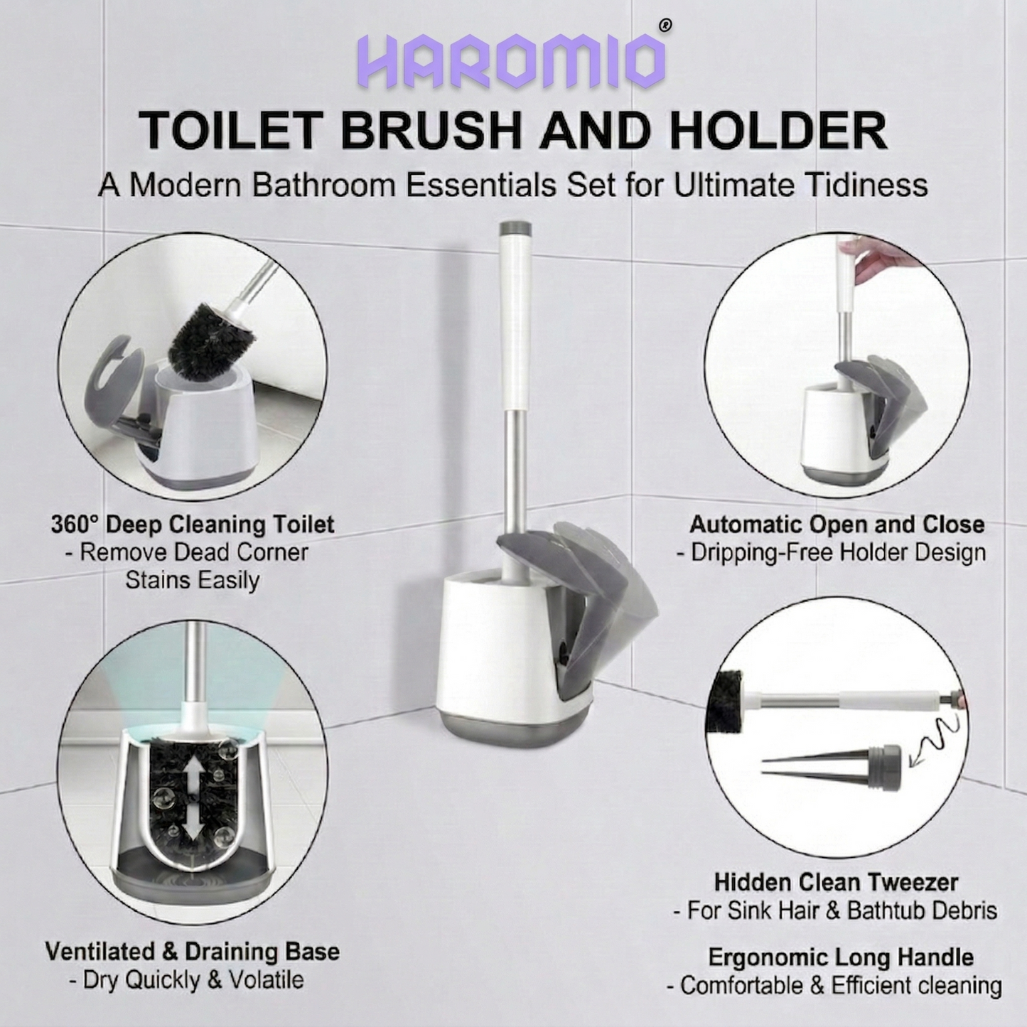 Haromio® Toilet Brush and Holder
