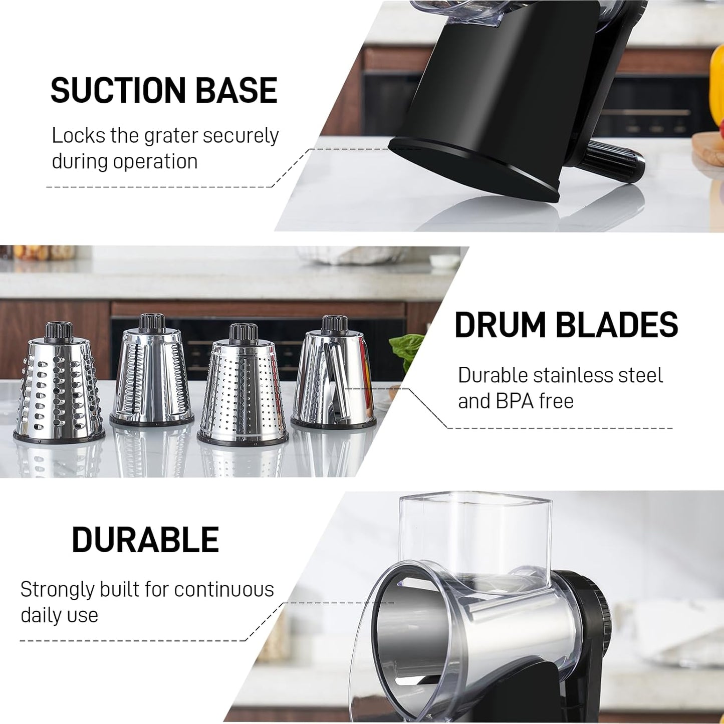 Haromio® 4 Interchangeable Blades Cheese Shredder